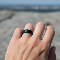Bague de mariage unisexe en tungstène brossé 8 mm, plaqué zinc noir, bord biseauté, style décontracté et sportif, bijoux THX
