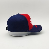 Gorras Estructuradas Azules con Logotipo Bordado Personalizado, Gorra de Béisbol de Dos Tonos con Visera Corta, Estilo Occidental, 5 Paneles, Ajustables, con Hebilla de Nailon
