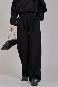 Pantalones de Traje Casuales Rectos para Mujer, Estilo Urbano Ecológico de Otoño, con Múltiples Cremalleras, Resistentes a las Arrugas, Duraderos, de Poliéster/Algodón - Product Image 2