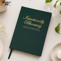 Diario Guiado de Reflexión y Mindfulness con Cubierta de Tela de Lino Verde Oscuro Personalizada, Encuadernado Cosido y con Marcapáginas de Cinta