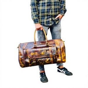 Sac de voyage vintage en cuir véritable de qualité supérieure B S International, fermeture à glissière, imperméable, 76-120L+, léger et portable - Product Image 3