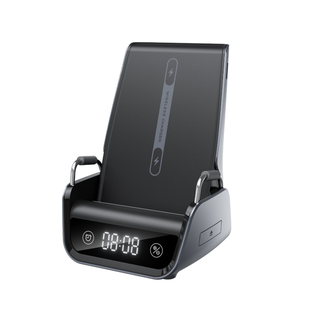 Winning Product New Magnetic Smart Phone Stand 25w Output Push Pop 4 In1 Wireless Charger with Clock Display 15W for Phone K11