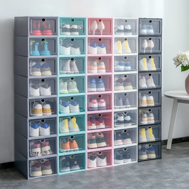En gros amazones best-seller liste boîte à chaussures en plastique boîte de rangement de chaussures pliante boîte de rangement de chaussures en plastique transparent personnalisé PP