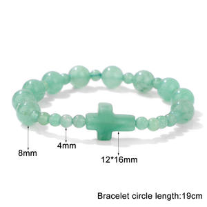 Vente flash Bracelet en pierres semi-précieuses Œil de tigre Quartz rose Perles de pierres naturelles Charmes en forme de croix Bracelet élastique pour la guérison - Product Image 5