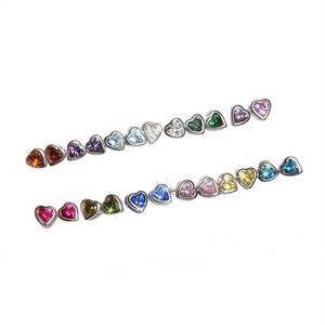 Orecchini a perno con cristalli a forma di cuore per donna, montatura in lega, gioielli alla moda, regalo, colore azzurro - Product Image 1