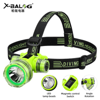 Nouvelle lampe frontale LED COB transfrontalière super lumineuse rechargeable, étanche pour la plongée sous-marine en eaux profondes