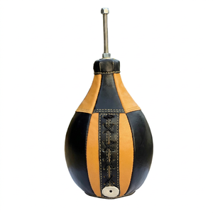 Ballon de boxe en cuir véritable de haute qualité, fournisseur d'usine, sac de vitesse de boxe, logo personnalisé en relief, ballon d'entraînement LPB-0006 - Product Image 1