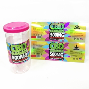 Etiqueta BOPP autoadhesiva de lujo, logotipo reflectante holográfico de vinilo impermeable para alimentos para mascotas, tarro de gomitas, Impresión de código de barras - Product Image 1