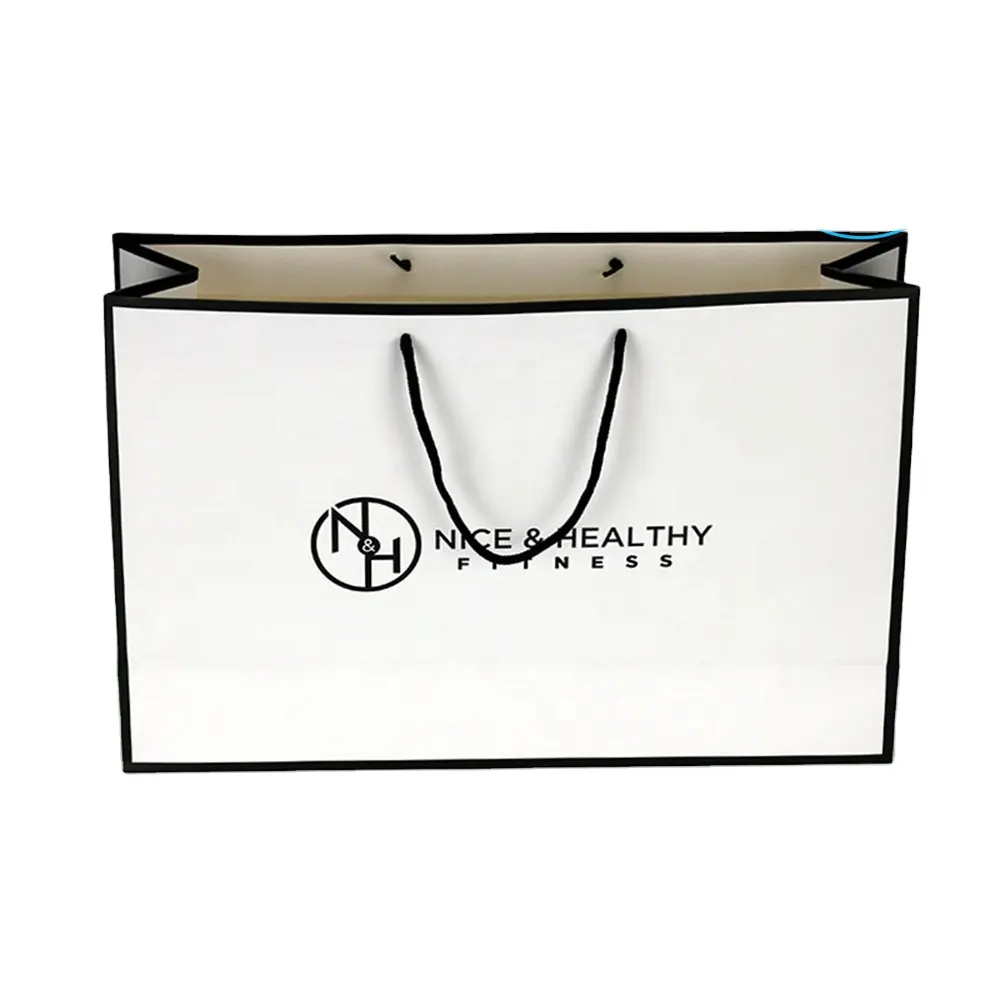 حقائب حمل هدايا فاخرة مخصصة للملابس البيضاء للبيع بالتجزئة للتعبئة من متجر البوتيك مع شعارك الخاص
