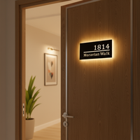 Plaque de numéro de maison en métal LED rétroéclairée personnalisée, imperméable, pour extérieur, maison, villa, hôtel, bureau