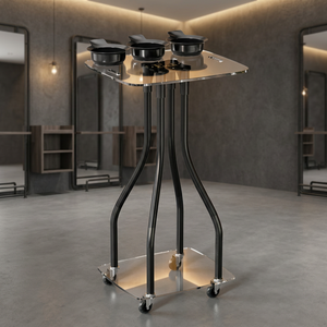 Acrylic Salon <b>Trolley</b> With 3 Color Bowls 4 Wheel Easy Moving Contemporary Beauty Cart For Hair Salon Use - Product Image 1