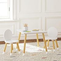 Table pour enfants avec ensemble de 2 chaises adaptées aux tout-petits garçons et filles ensemble de table et de chaises pour enfants 3 pièces blanc