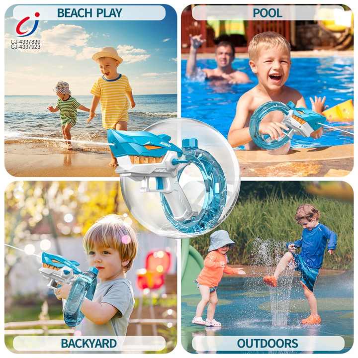 Chengji High Pressure Squirt Gun Outdoor Pool Play Large Capacity Automatic Electric Shark Water Gun for Kids