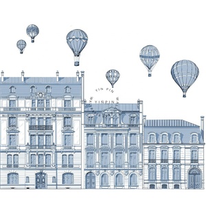 Papier adhésif d'architecture de <span class=keywords><strong>paris</strong></span> bleu pour murs papier peint de style européen - Product Image 6