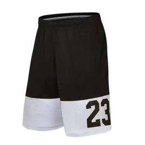 Pantaloncini da basket da uomo personalizzati sublimazione pantaloncini da basket neri traspiranti pantaloncini da corsa elastici da uomo