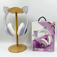Gran Venta de auriculares inalámbricos con Bluetooth, Auriculares deportivos para colocar sobre la oreja, micrófono de música estéreo con orejas de gato para juegos de viaje