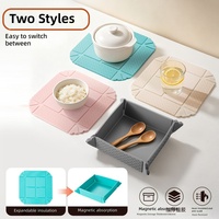 Sous-plat magnétique pliable en silicone, résistant à la chaleur, antidérapant, pour comptoir de cuisine, table, casseroles, bols et plats chauds