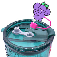 Couvre-paille en silicone souple et élégant, motif fruit de dessin animé mignon, anti-poussière, compatible universellement avec les gobelets de 10 mm, fabriqué en Chine