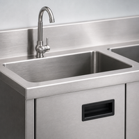 Évier commercial en acier inoxydable pour usage domestique, avec meuble sous-évier, double bac, taille personnalisable, revêtement autonettoyant