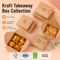 Boîte d'emballage alimentaire en papier multi-compartiments avec revêtement anti-graisse pour la vente en gros de plats à emporter en restaurant, prise en charge des commandes en gros