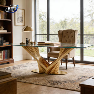 Light Luxury Modern European Designer <b>Dining</b> <b>Table</b> with Wood Legs and Tempered Glass Tabletop High-end Restaurant Use 6 Seater - Product Image 3