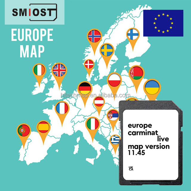 SMIOST 16GB Car CID Navigation for Tom Tom GPS Memory SD Card for Renault Live 11.45 Europe Fluence Escape