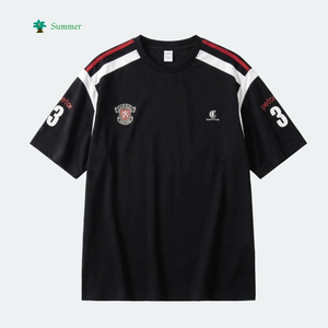 Ensemble Sportif Homme 2026 – T-shirt Oversize, Short, Maillot de Foot, Survêtement Décontracté à Rayures Contrastées, Tenue Athlétique Personnalisable 220g Imprimé - Product Image 1