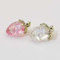 Transparent fraise pendentif stéréo décoratif fruits téléphone portable chaîne porte-clés bijoux à bricoler soi-même résultats composants plaqué