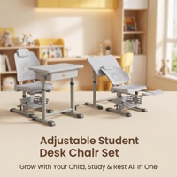 Ensemble Chaise et Bureau Réglables pour Étudiants, Idéal pour la Sieste et la Pause Déjeuner à l'École Primaire, Structure en Acier Écologique – Fournisseur Direct Usine
