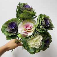DREA Brassica Artificiel Ornemental Chou Tige Olive Chou Faux Fleurs Décoration