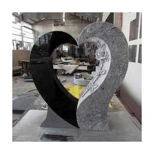 Granito en forma <span class=keywords><strong>de</strong></span> corazón <span class=keywords><strong>cementerio</strong></span> barato vertical mármol negro tumba lápida precios - Product Image 1