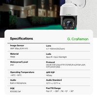 Caméra de sécurité IP PTZ 4K 8MP GR-PM3SX33D-M8S GCraftsman OEM HiEasy avec suivi automatique des personnes, comptage des personnes par croisement de lignes et zoom 33X