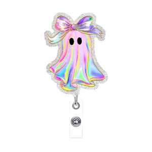 Badge rétractable OEM/ODM Anime Halloween – Porte-badge d'identification amusant et mignon avec breloque fantôme et nœud – Designs en acrylique, dessin animé effrayant - Product Image 1