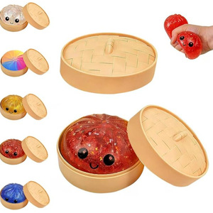 Jouet anti-stress coloré en forme de boulette vapeur Smiley Face, jouet moelleux en forme de dumpling, adorable jouet Mochi Baozi à rebond lent en maltose - Product Image 6