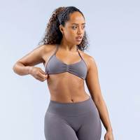 Bra Yoga Halter Kecil Bahan Nylon Matte Cepat Kering Elastisitas Tinggi, Bra Olahraga Tanpa Jahitan Penyangga Kuat, Desain Punggung Indah