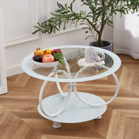 Table basse à cinq anneaux en verre trempé, table basse moderne simple ovale