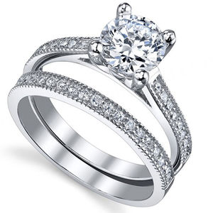 Anillo de Compromiso y Matrimonio de Plata de Ley 925 con Circonita Cúbica de 1.25 Ct para Mujer, Chapado en Rodio, para Regalos y Fiestas - Product Image 3