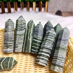 Bacchetta a punta di <span class=keywords><strong>pietra</strong></span> preziosa naturale Healing Reiki green Zebra Danio Stone tower per <span class=keywords><strong>la</strong></span> decorazione Feng Shui - Product Image 1