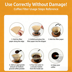 Papier <span class=keywords><strong>filtre</strong></span> à café en pulpe de bois biodégradable jetable, lot de 100 pièces, forme en V/conique, <span class=keywords><strong>filtre</strong></span> à café à dégoulinement manuel pour la préparation du café - Product Image 3