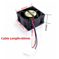 Ventilateur de refroidissement en aluminium 4P Dissipateur de chaleur DC 5V 40*40*20mm Dual Ball Bearing Brushless Axial Fan for Computer Case/4Pin 2.54mm Pitch