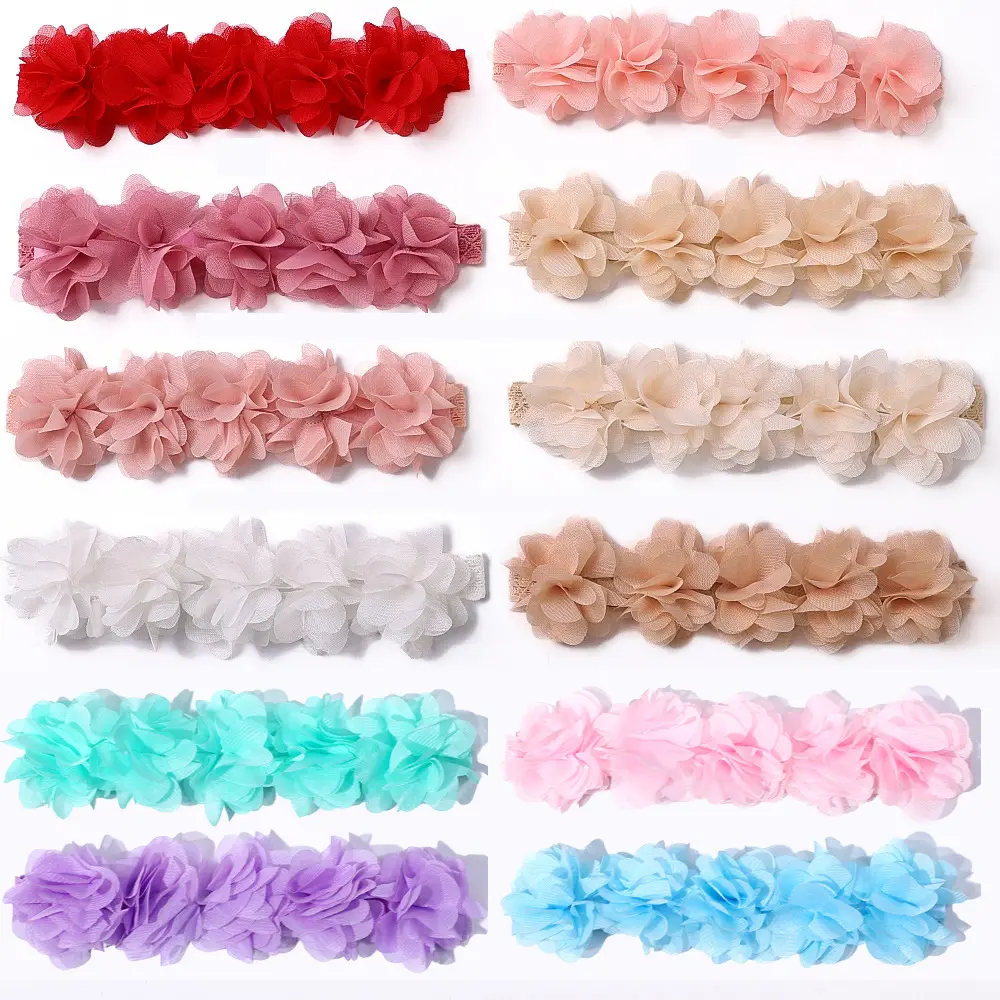 HZO-24017 baby headband flower lace hair band elastic newborn headbands children girls hair accessories