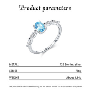 Anillo Fino de Plata de Ley S925 con Topacio Ovalado y Hoja Pavé, Novedad 2026, Regalo de Lujo para Propuesta, Anillo de Dedo Cerrado para Mujer - Product Image 5