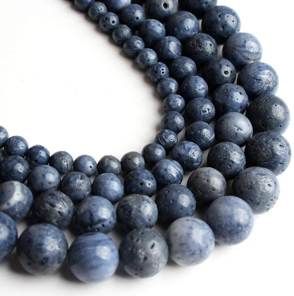 Fashion Blue Coral Beads for Jewelry Making Bracelets Natural Blue Coral Loose Gemstone Beads 15.5"