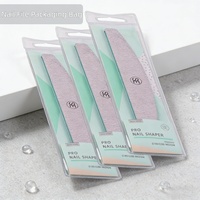 Pochette transparente en PVC pour lime à ongles, carte en papier pour étiquette privée personnalisée, pochette d'emballage transparente avec trou de suspension, 50 pièces