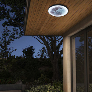 Lámpara LED de pared para exteriores, diseño de luna redonda, luz decorativa para pintura, iluminación para villa, pasillo, hogar, 30cm, 50cm, 60cm, 80cm, 100cm - Product Image 2