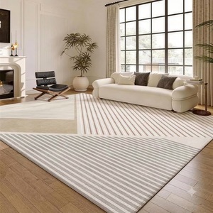 EIFFEL HOME Alfombra de área con rayas de estilo nórdico, fibra de poliéster, lavable, para sala de estar, dormitorio, estudio - Product Image 1
