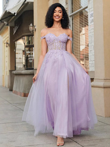 sex in a prom dress Backless A-line Lace Long Evening Dresses, Cheap Tulle Sweet – MarryLover Homecoming Dresses Designer Sex Off Shoulder A-Line Satin