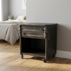 Industrial <b>Vintage</b> Iron Metal Bedside <b>Cabinet</b> with Drawer Antique Design for Home Furniture Apartment and <b>Bathroom</b> Storage - Product Image 3