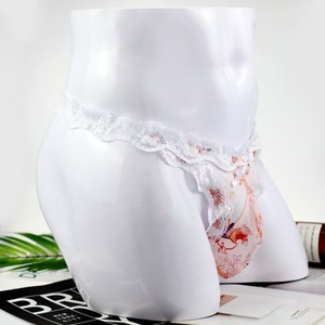 Tanga de Encaje Blanco para Hombre, Transpirable, Sexy, de Cintura Baja, con Bordado de Malla Transparente - Product Image 2