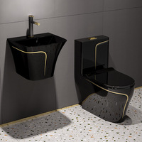 Vente Chaude Ensemble de Toilettes Siphoniques en Céramique Monobloc à Double Chasse Économe en Eau, WC à Poser avec Cuvette Allongée pour Maison et Hôtel